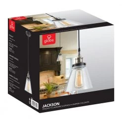 Jackson 1-Light Antique Brass & Bronze Pendant With Fabric Cord And Clear Glass Shade by Globe Electric -Deals Globe Electric Store antique brass and brown globe electric chandeliers 64750 1d 1000