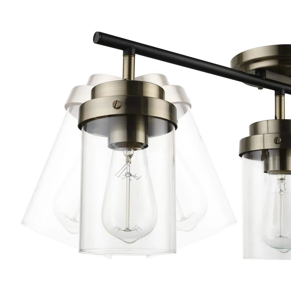 Adelaide 1.83 ft. 3-Light Antique Brass Fixed Track Lighting Kit with Matte Black Accent and Clear Glass Shades by Globe Electric 6 Adelaide 1.83 ft. 3-Light Antique Brass Fixed Track Lighting Kit with Matte Black Accent and Clear Glass Shades by Globe Electric - Image 6