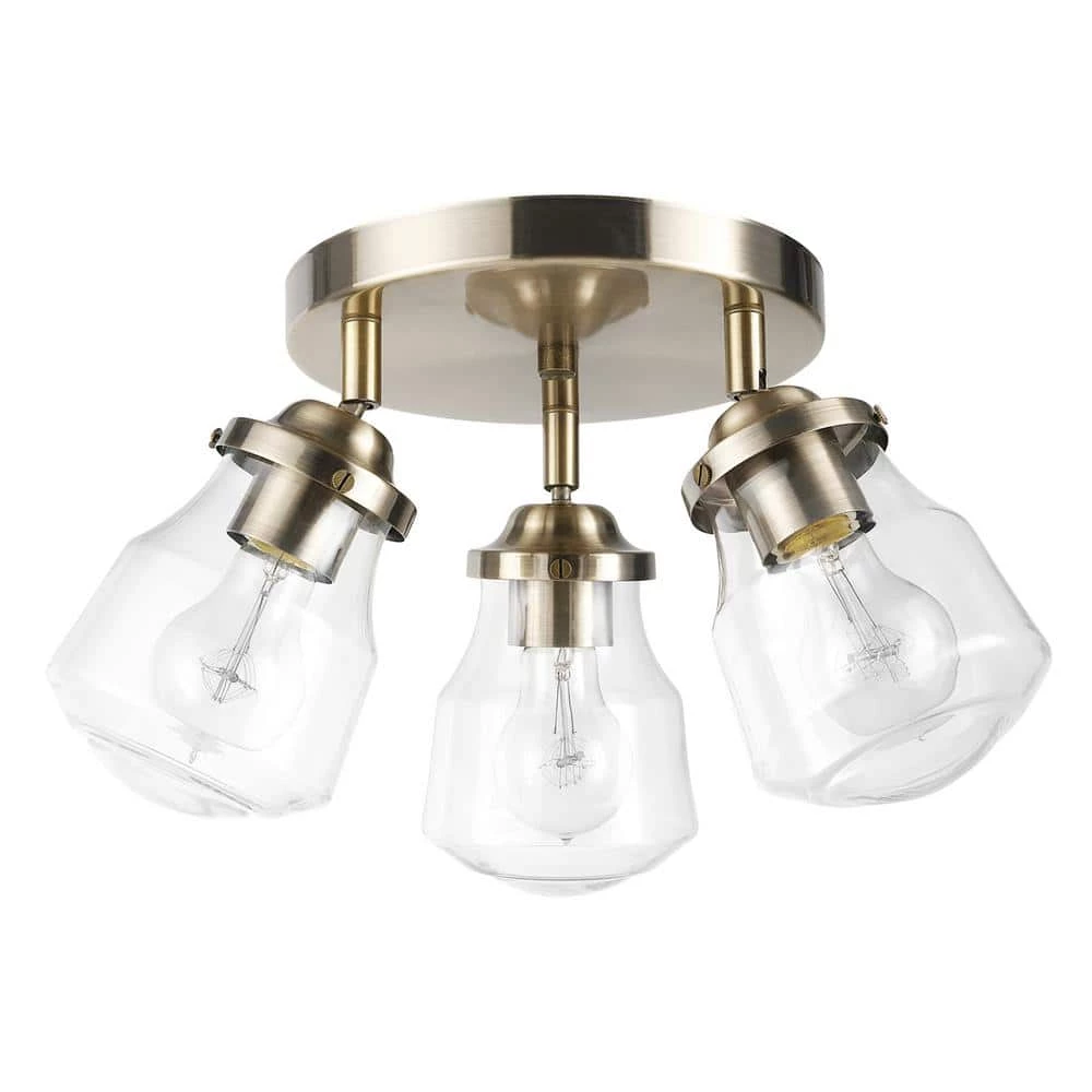 Gerard 1.53 ft. 3-Lights Antique Brass Fixed Track Lighting Kit with Clear Glass Shades, Bulbs Included by Globe Electric 1 Gerard 1.53 ft. 3-Lights Antique Brass Fixed Track Lighting Kit with Clear Glass Shades, Bulbs Included by Globe Electric
