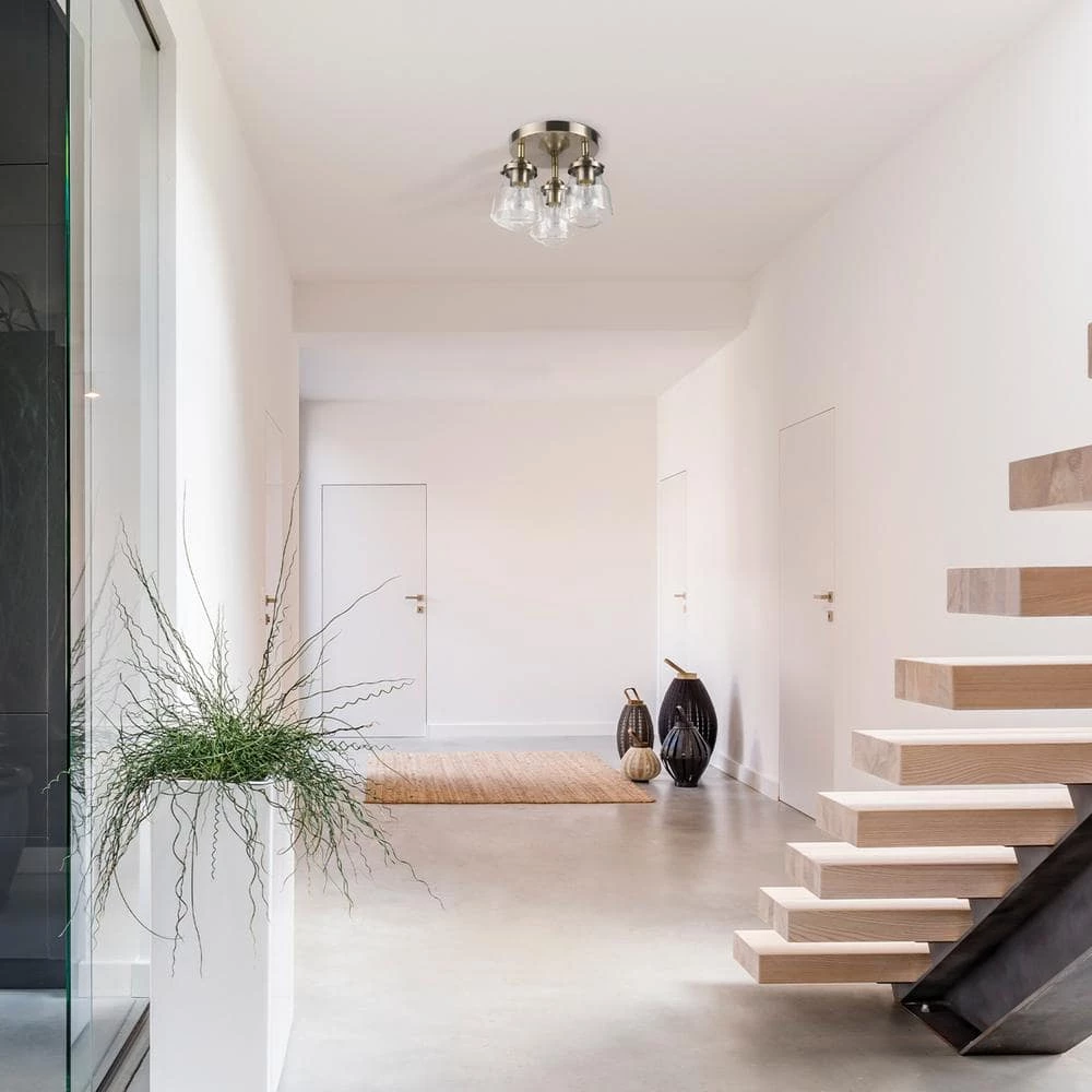 Gerard 1.53 ft. 3-Lights Antique Brass Fixed Track Lighting Kit with Clear Glass Shades, Bulbs Included by Globe Electric 3 Gerard 1.53 ft. 3-Lights Antique Brass Fixed Track Lighting Kit with Clear Glass Shades, Bulbs Included by Globe Electric - Image 3