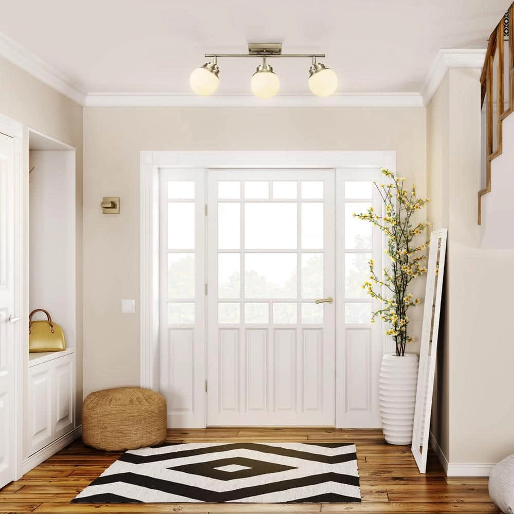 Mabel 2.03 ft. 3-Lights Antique Brass Fixed Track Lighting Kit with Frosted Glass Shades, Bulbs Included by Globe Electric 10 Mabel 2.03 ft. 3-Lights Antique Brass Fixed Track Lighting Kit with Frosted Glass Shades, Bulbs Included by Globe Electric - Image 10