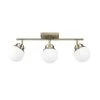 Mabel 2.03 ft. 3-Lights Antique Brass Fixed Track Lighting Kit with Frosted Glass Shades, Bulbs Included by Globe Electric