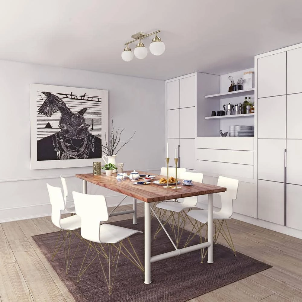 Mabel 2.03 ft. 3-Lights Antique Brass Fixed Track Lighting Kit with Frosted Glass Shades, Bulbs Included by Globe Electric 3 Mabel 2.03 ft. 3-Lights Antique Brass Fixed Track Lighting Kit with Frosted Glass Shades, Bulbs Included by Globe Electric - Image 3