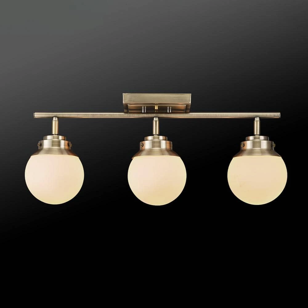 Mabel 2.03 ft. 3-Lights Antique Brass Fixed Track Lighting Kit with Frosted Glass Shades, Bulbs Included by Globe Electric 2 Mabel 2.03 ft. 3-Lights Antique Brass Fixed Track Lighting Kit with Frosted Glass Shades, Bulbs Included by Globe Electric - Image 2