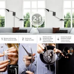 Jacob 2-Light Black and Antique Brass Plug-In or Hardwire Wall Sconce LED Bulbs Included by Globe Electric 12 Jacob 2-Light Black and Antique Brass Plug-In or Hardwire Wall Sconce LED Bulbs Included by Globe Electric -Deals Globe Electric Store antique brass globe electric wall lamps 51390 76 1000