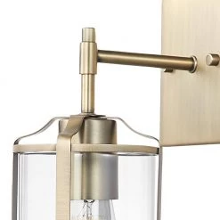 Gretel 1-Light Antique Brass Wall Sconce with Clear Glass Shade and Vintage Edison Incandescent Bulb Included by Globe Electric -Deals Globe Electric Store antique brass globe electric wall sconces 51453 4f 1000