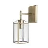 Gretel 1-Light Antique Brass Wall Sconce with Clear Glass Shade and Vintage Edison Incandescent Bulb Included by Globe Electric