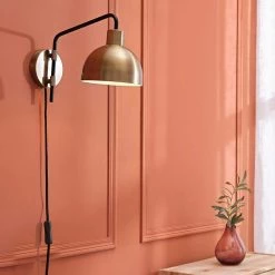 Dimitri 1-Light Antique Brass Plug-In or Hardwire Wall Sconce with In-Line On/Off Switch by Globe Electric -Deals Globe Electric Store antique brass globe electric wall sconces 51719 31 1000
