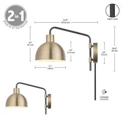 Dimitri 1-Light Antique Brass Plug-In or Hardwire Wall Sconce with In-Line On/Off Switch by Globe Electric -Deals Globe Electric Store antique brass globe electric wall sconces 51719 40 1000
