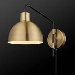 Dimitri 1-Light Antique Brass Plug-In or Hardwire Wall Sconce with In-Line On/Off Switch by Globe Electric -Deals Globe Electric Store antique brass globe electric wall sconces 51719 c3 1000