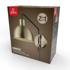 Dimitri 1-Light Antique Brass Plug-In or Hardwire Wall Sconce with In-Line On/Off Switch by Globe Electric -Deals Globe Electric Store antique brass globe electric wall sconces 51719 fa 1000
