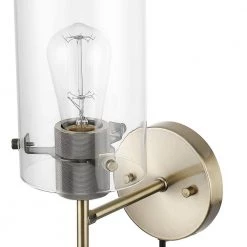 Johnson 1-Light Antique Brass Plug-In or Hardwire Wall Sconce with 6 ft. Cord by Globe Electric -Deals Globe Electric Store antique brass globe electric wall sconces 51789 1f 1000