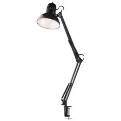 32 in. Multi-Joint Metal Clamp Black Desk Lamp by Globe Electric