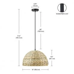 Finn 1-Light Black Shaded Pendant Light with Twine Shade by Globe Electric -Deals Globe Electric Store black globe electric chandeliers 65729 1f 1000