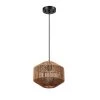 1-Light Black Shaded Pendant Lighting with Natural Twine Shade by Globe Electric