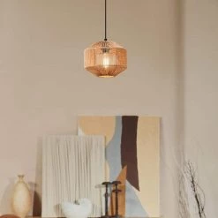 1-Light Black Shaded Pendant Lighting with Natural Twine Shade by Globe Electric -Deals Globe Electric Store black globe electric chandeliers 91002874 c3 1000