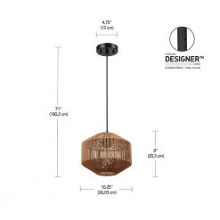 1-Light Black Shaded Pendant Lighting with Natural Twine Shade by Globe Electric -Deals Globe Electric Store black globe electric chandeliers 91002874 d4 1000