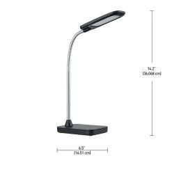 14 in. Black and Chrome Integrated LED Desk Lamp by Globe Electric -Deals Globe Electric Store black globe electric desk lamps 12792 4f 1000