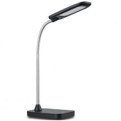 14 in. Black and Chrome Integrated LED Desk Lamp by Globe Electric