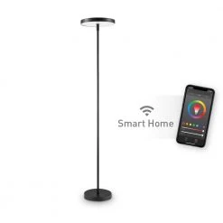 36-Watt Wi-Fi Smart Black Multicolor Changing RGB Tunable White LED Integrated Floor Lamp, No Hub Required by Globe Electric