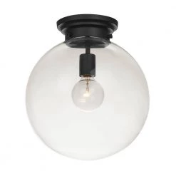Portland 1-Light Black Semi-Flush Mount by Globe Electric