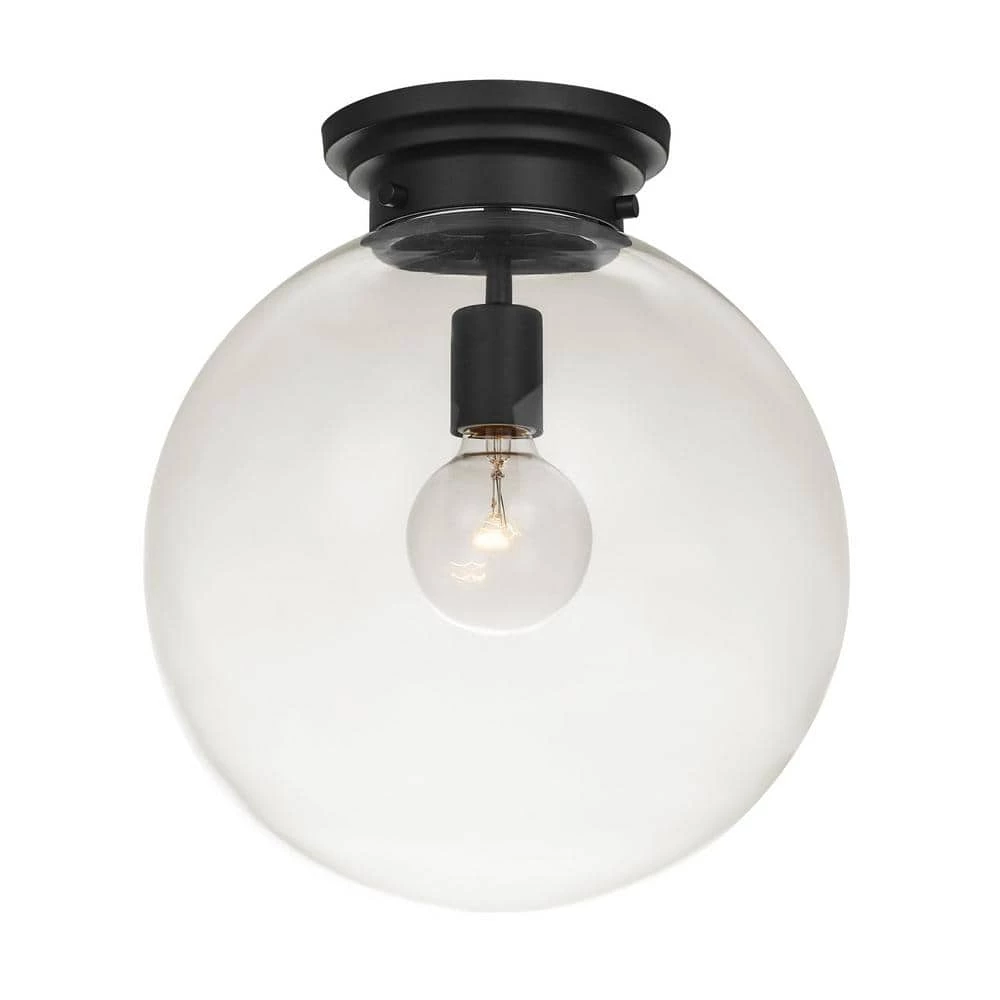 Portland 1-Light Black Semi-Flush Mount by Globe Electric 1 Portland 1-Light Black Semi-Flush Mount by Globe Electric