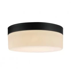 Mark 1-Light Black LED Outdoor/Indoor Integrated Flush Mount Ceiling Light with Frosted Glass Shade by Globe Electric -Deals Globe Electric Store black globe electric outdoor flush mount lights 44658 44 1000