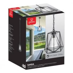 Sansa 1-Light Black Outdoor/Indoor Hanging Pendant by Globe Electric 13 Sansa 1-Light Black Outdoor/Indoor Hanging Pendant by Globe Electric -Deals Globe Electric Store black globe electric outdoor pendant lights 44299 76 1000