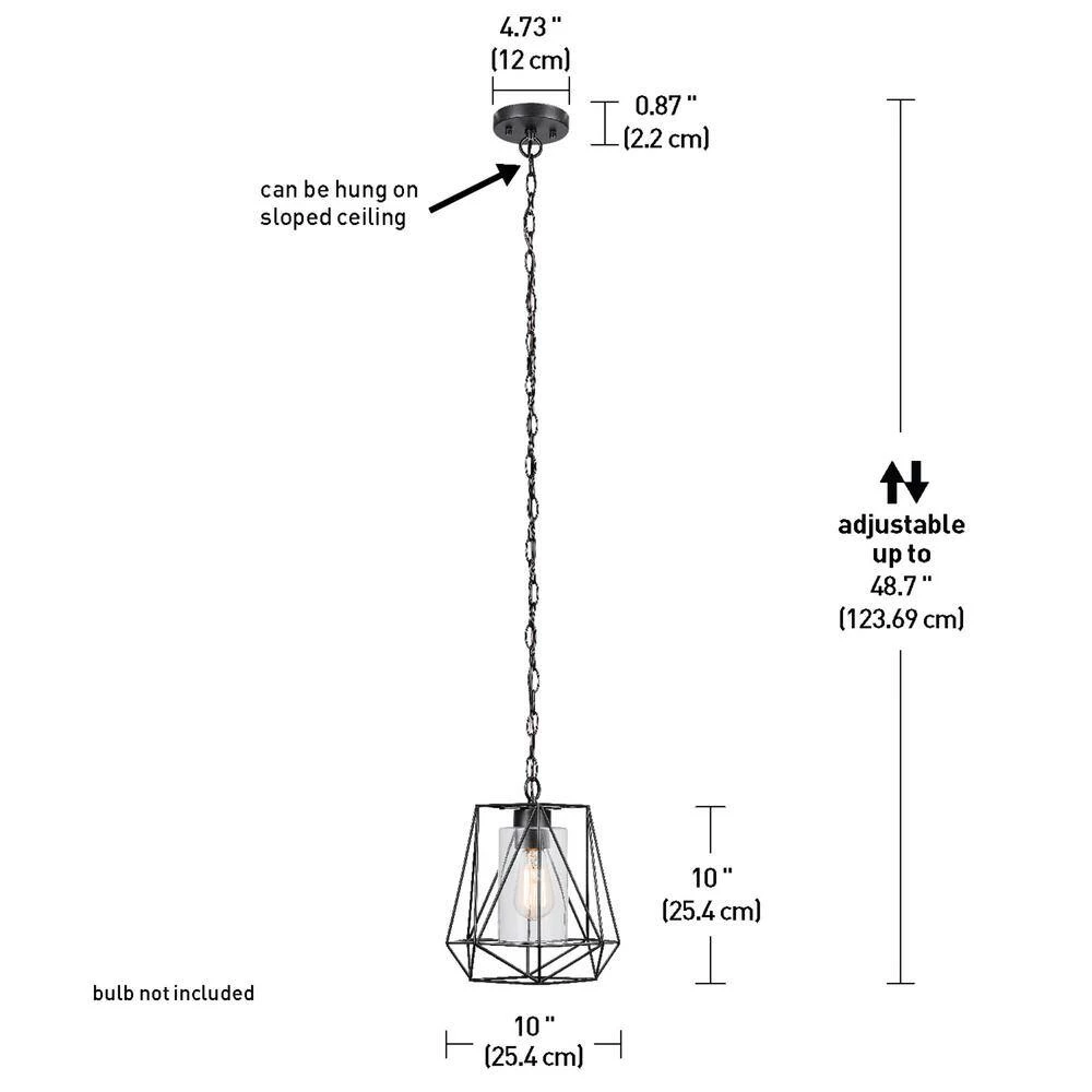 Sansa 1-Light Black Outdoor/Indoor Hanging Pendant by Globe Electric 6 Sansa 1-Light Black Outdoor/Indoor Hanging Pendant by Globe Electric - Image 6
