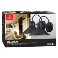 Sebastien 1-Light Black Outdoor Wall Lantern Sconce (2-Pack) by Globe Electric 7 Sebastien 1-Light Black Outdoor Wall Lantern Sconce (2-Pack) by Globe Electric -Deals Globe Electric Store black globe electric outdoor sconces 44165 1f 1000