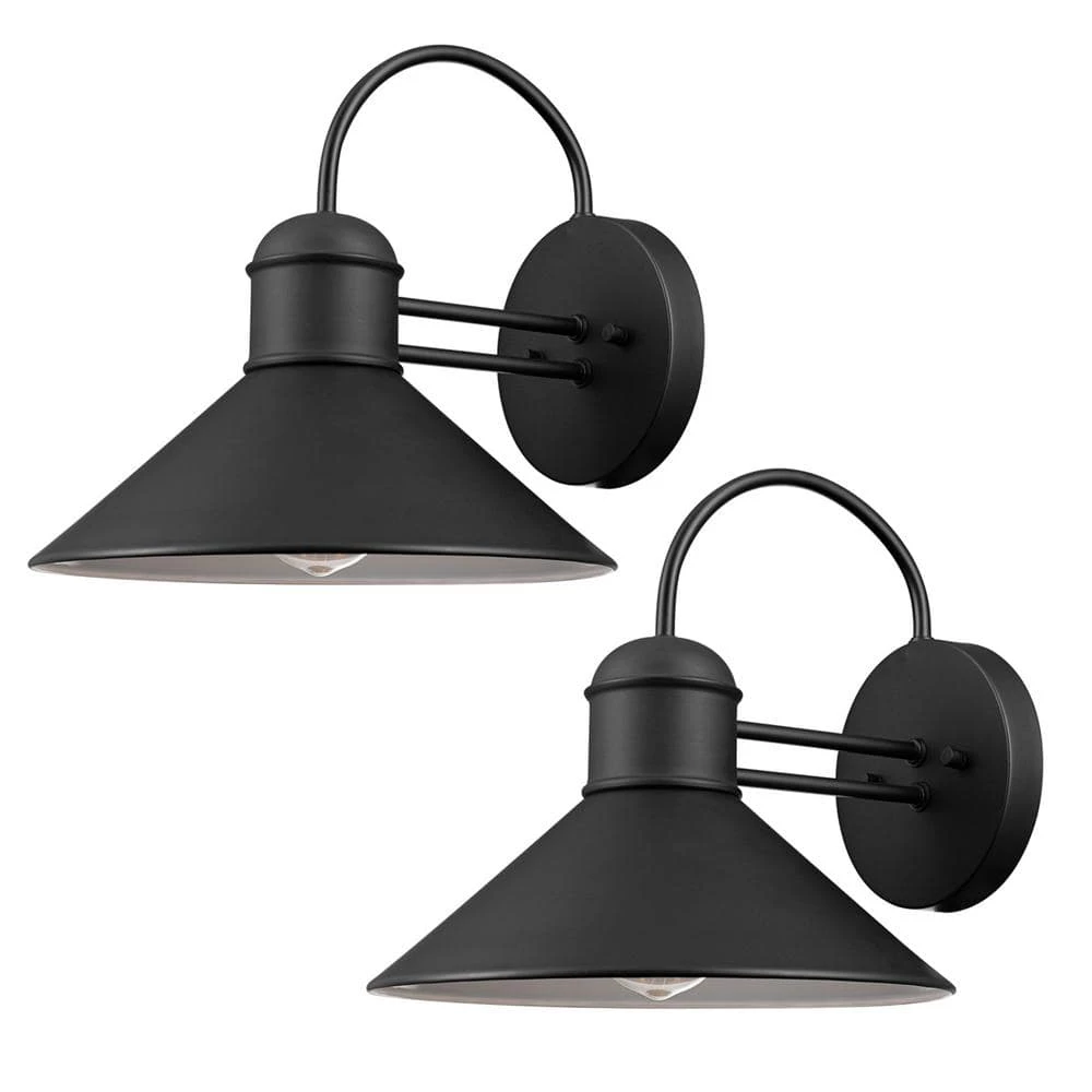 Sebastien 1-Light Black Outdoor Wall Lantern Sconce (2-Pack) by Globe Electric 1 Sebastien 1-Light Black Outdoor Wall Lantern Sconce (2-Pack) by Globe Electric