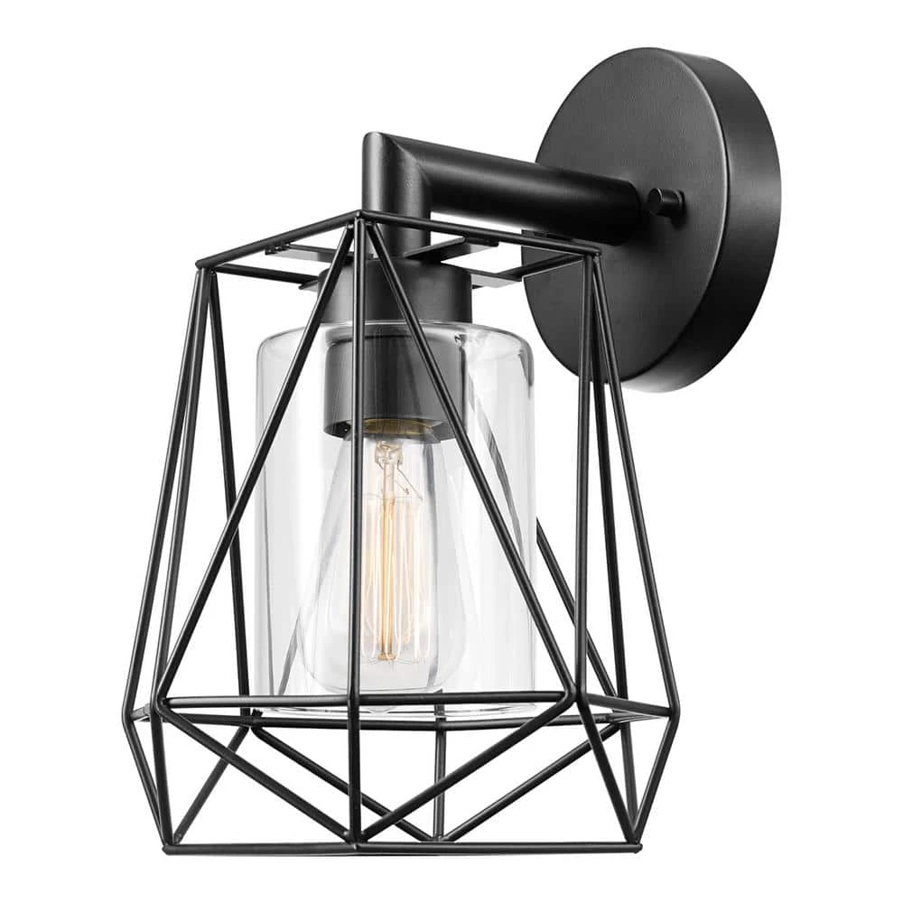 Sansa 1-Light Black Outdoor/Indoor Wall Lantern Sconce by Globe Electric 1 Sansa 1-Light Black Outdoor/Indoor Wall Lantern Sconce by Globe Electric