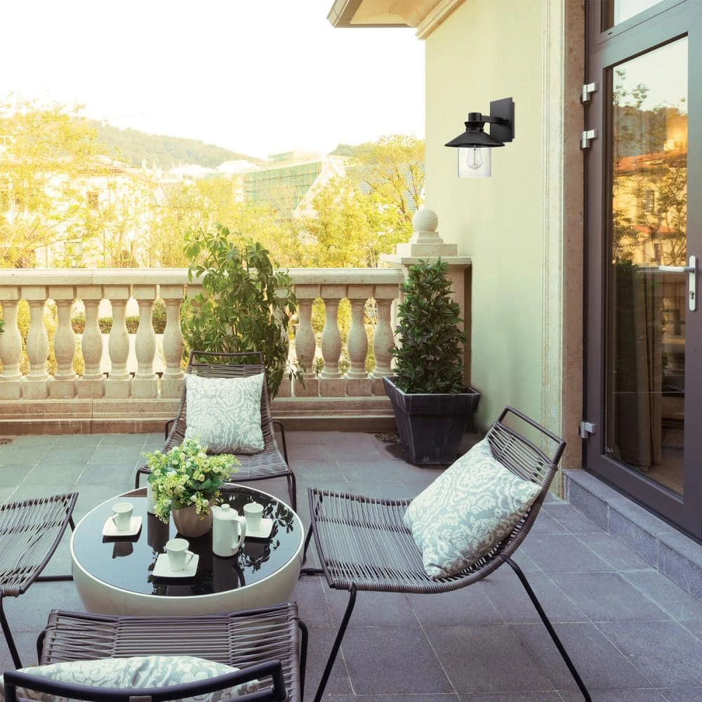 Westminster 1-Light Black Outdoor Indoor Wall Lantern Sconce with Clear Glass Shade by Globe Electric 6 Westminster 1-Light Black Outdoor Indoor Wall Lantern Sconce with Clear Glass Shade by Globe Electric - Image 6