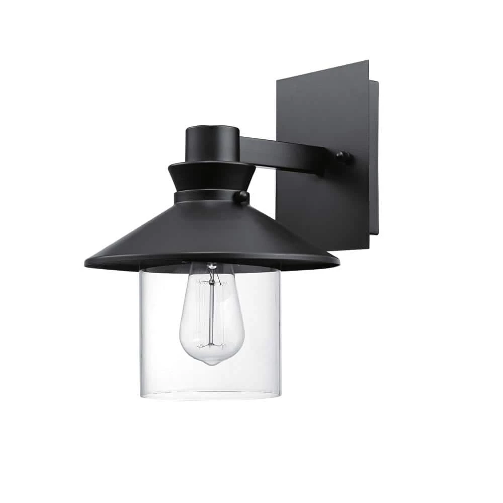 Westminster 1-Light Black Outdoor Indoor Wall Lantern Sconce with Clear Glass Shade by Globe Electric 1 Westminster 1-Light Black Outdoor Indoor Wall Lantern Sconce with Clear Glass Shade by Globe Electric