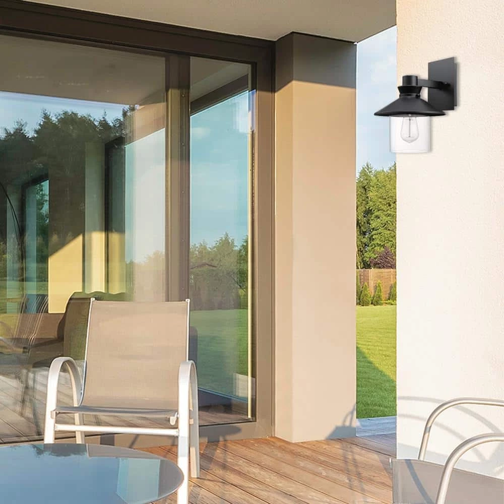 Westminster 1-Light Black Outdoor Indoor Wall Lantern Sconce with Clear Glass Shade by Globe Electric 2 Westminster 1-Light Black Outdoor Indoor Wall Lantern Sconce with Clear Glass Shade by Globe Electric - Image 2