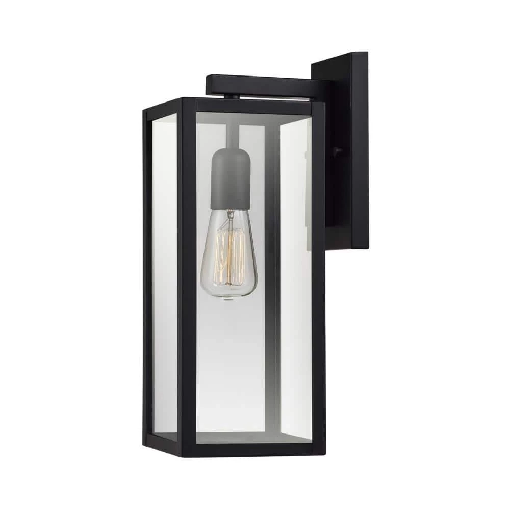 Hurley 1-Light Black Outdoor Wall Lantern Sconce by Globe Electric 1 Hurley 1-Light Black Outdoor Wall Lantern Sconce by Globe Electric