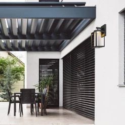 Capulet 1-Light Black LED Integrated Outdoor Indoor Wall Lantern Sconce by Globe Electric -Deals Globe Electric Store black globe electric outdoor sconces 44359 31 1000