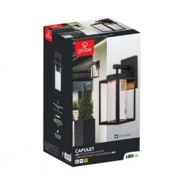 Capulet 1-Light Black LED Integrated Outdoor Indoor Wall Lantern Sconce by Globe Electric -Deals Globe Electric Store black globe electric outdoor sconces 44359 76 1000