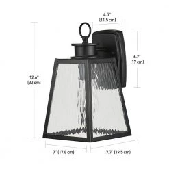 Leonard 1-Light Black Outdoor Indoor Wall Lantern Sconce with Watered Glass Shade and Vintage Incandescent Bulb Included by Globe Electric -Deals Globe Electric Store black globe electric outdoor sconces 44399 1f 1000
