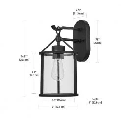 Edwin 1-Light Black Outdoor Indoor Wall Lantern Sconce with Clear Glass Shade and Vintage Incandescent Bulb Included by Globe Electric -Deals Globe Electric Store black globe electric outdoor sconces 44406 1f 1000