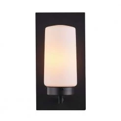 Laney 1-Light Black Outdoor/Indoor Wall Lantern Sconce with Frosted Glass Shade by Globe Electric -Deals Globe Electric Store black globe electric outdoor sconces 44659 44 1000