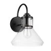 Torrent 1-Light Black Outdoor/Indoor Wall Lantern Sconce with Seeded Glass Shade, Vintage Incandescent Bulb Included by Globe Electric