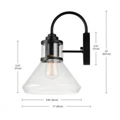 Torrent 1-Light Black Outdoor/Indoor Wall Lantern Sconce with Seeded Glass Shade, Vintage Incandescent Bulb Included by Globe Electric -Deals Globe Electric Store black globe electric outdoor sconces 44661 fa 1000