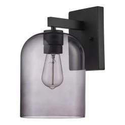 Utica 1-Light Black Outdoor/Indoor Wall Lantern Sconce with Smoked Glass Shade by Globe Electric -Deals Globe Electric Store black globe electric outdoor sconces 44790 44 1000