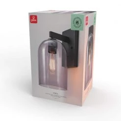 Utica 1-Light Black Outdoor/Indoor Wall Lantern Sconce with Smoked Glass Shade by Globe Electric -Deals Globe Electric Store black globe electric outdoor sconces 44790 76 1000