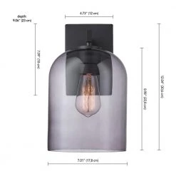 Utica 1-Light Black Outdoor/Indoor Wall Lantern Sconce with Smoked Glass Shade by Globe Electric -Deals Globe Electric Store black globe electric outdoor sconces 44790 fa 1000