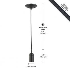1-Light Black Vintage Pendant with Black Woven Fabric Cord with Adjustable Upto 60 in. (Pack of 3) by Globe Electric -Deals Globe Electric Store black globe electric pendant lights 65205 1f 1000