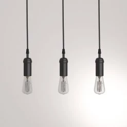 1-Light Black Vintage Pendant with Black Woven Fabric Cord with Adjustable Upto 60 in. (Pack of 3) by Globe Electric -Deals Globe Electric Store black globe electric pendant lights 65205 31 1000