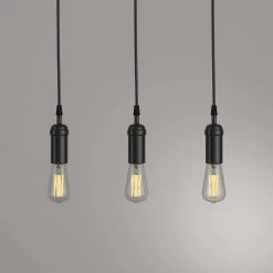 1-Light Black Vintage Pendant with Black Woven Fabric Cord with Adjustable Upto 60 in. (Pack of 3) by Globe Electric -Deals Globe Electric Store black globe electric pendant lights 65205 d4 1000