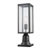 Bowery 1-Light Matte Black Outdoor Lamp Post Light Fixture with Base Adaptor and Clear Glass Inserts by Globe Electric